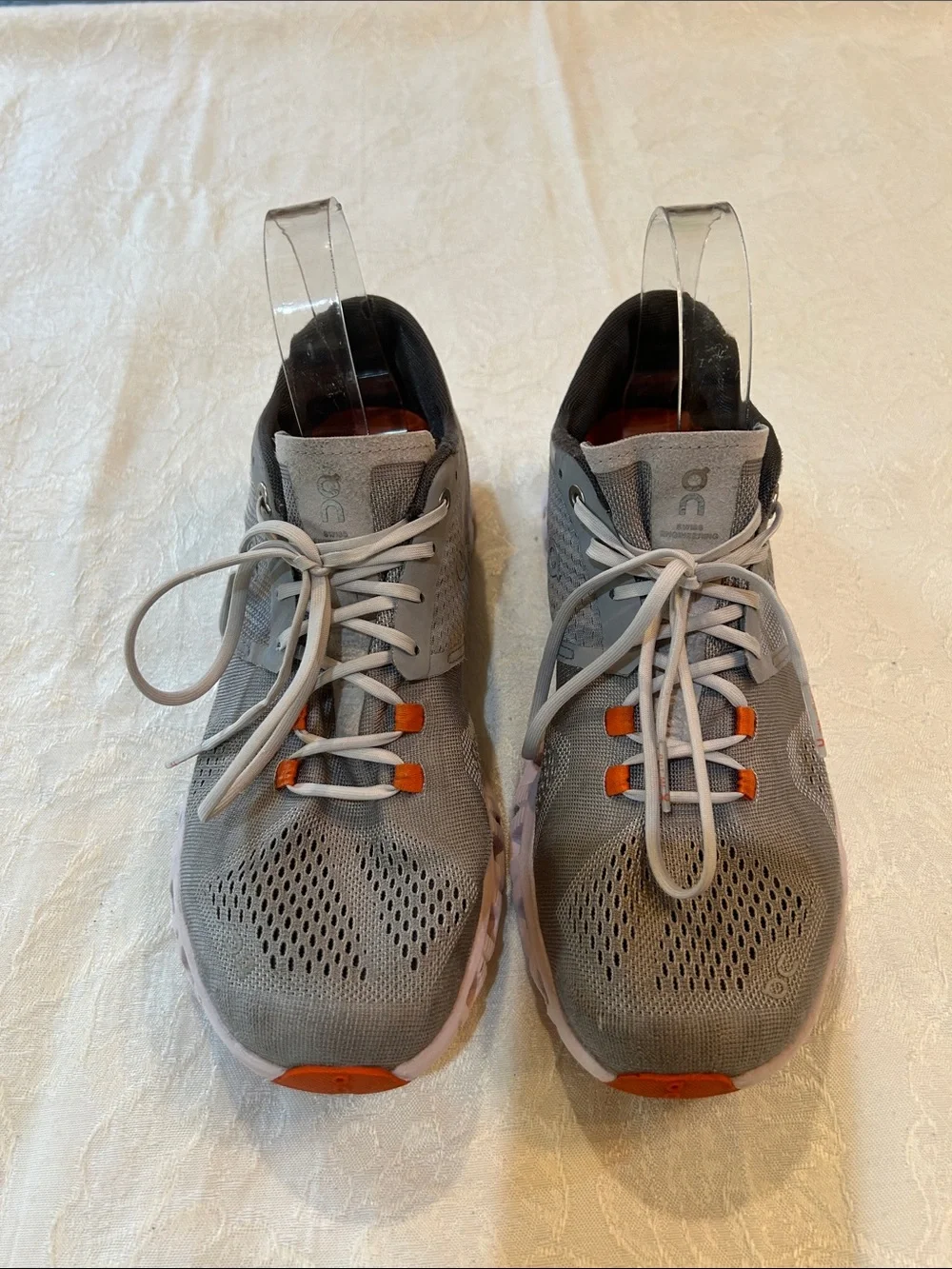 On Running Women's Gray & Orange Lightweight Running Sneakers
